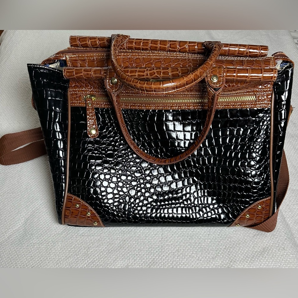 Samantha Brown Croc Embossed Laptop Travel Bag Carry On Weekender Strap